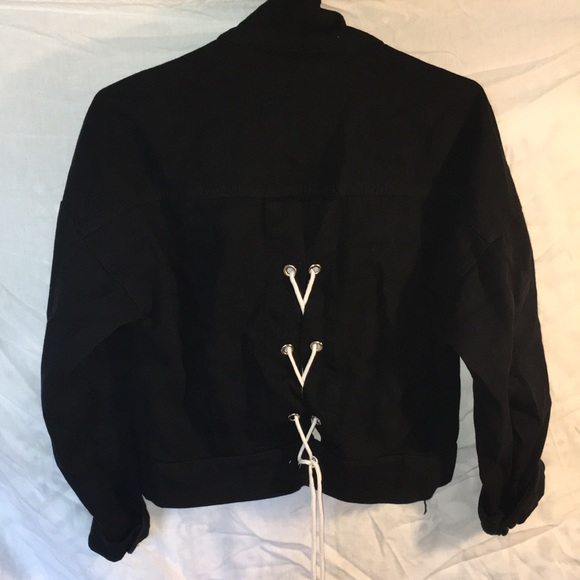 Black Jean Jacket with Ribbons - Picture 1 of 3